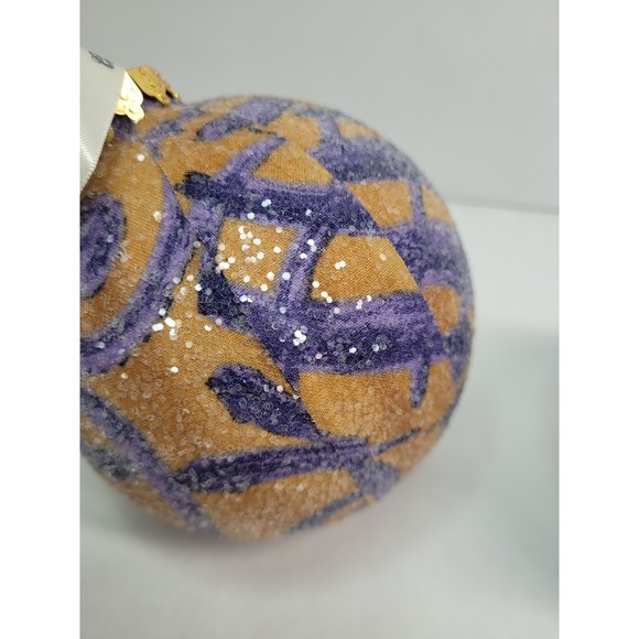 Boutique Christmas Ornaments, Christian Esme Designs, Set Of 2, Blue Gold - Picture 4 of 5